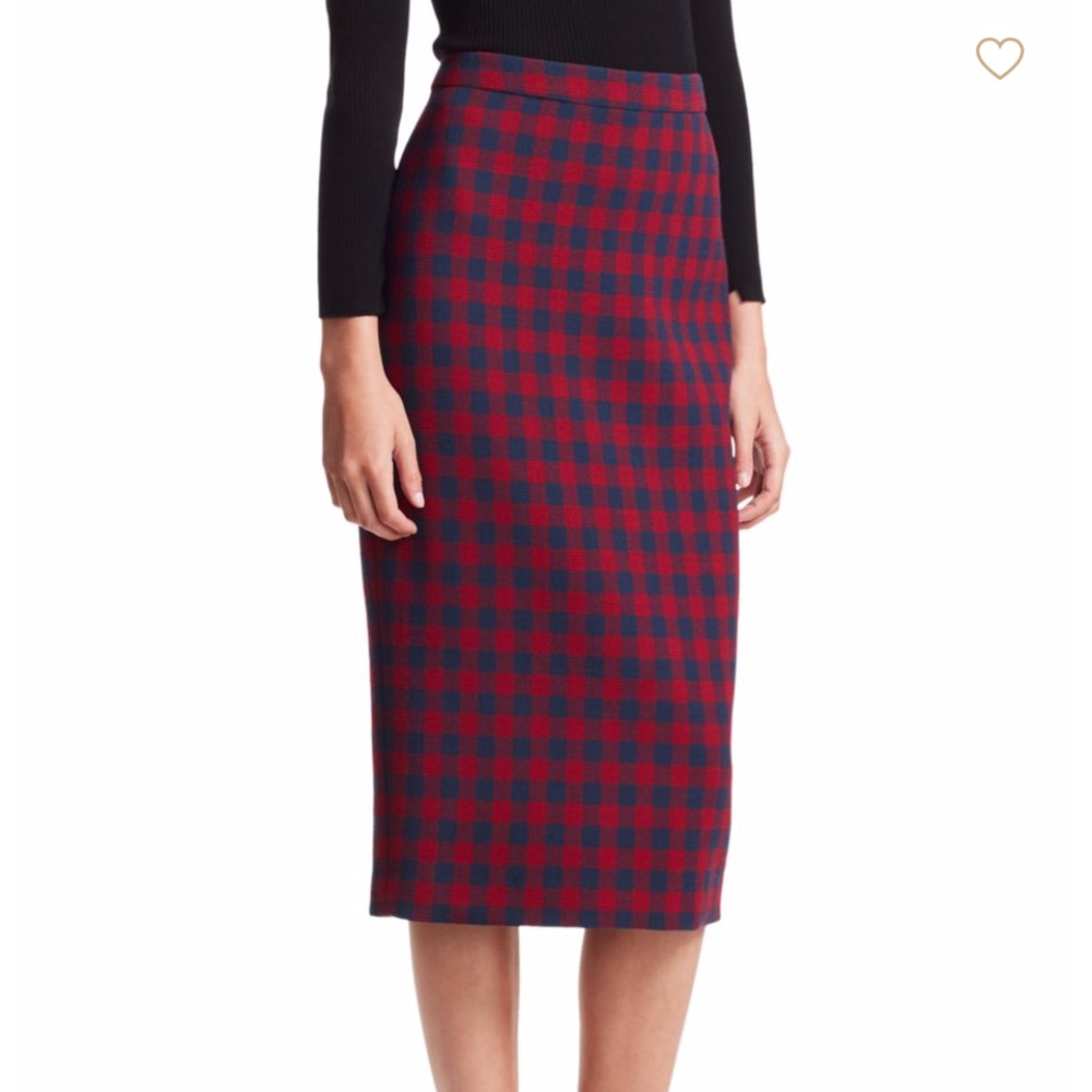 A.L.C. Thea Check Wool Midi Pencil Skirt
